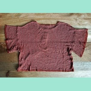 EILEEN FISHER Brown Organic Linen Striped Top